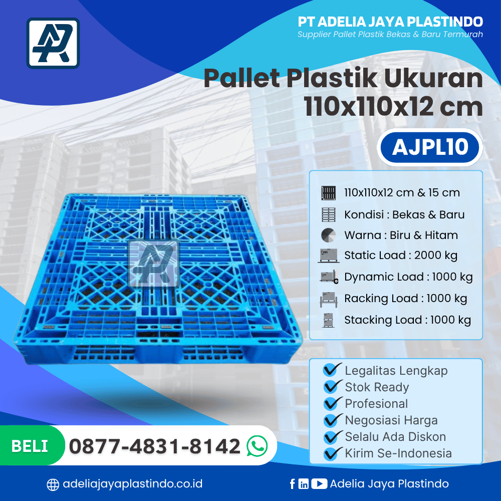 Pallet Plastik Bekas/Baru Ukuran 110x110x12 cm - AJPL10