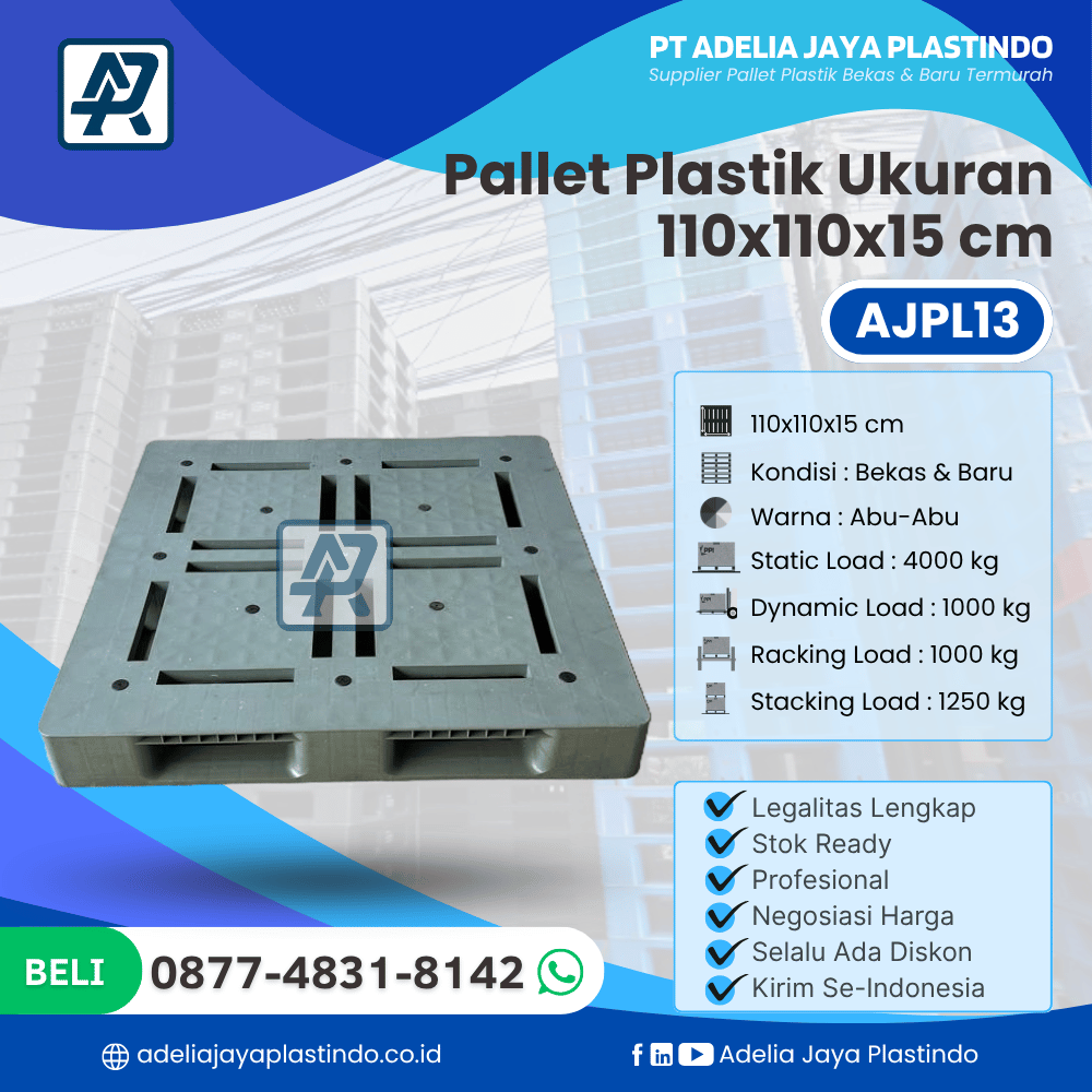 Pallet Plastik Bekas/Baru Ukuran 110x110x15 cm - AJPL13