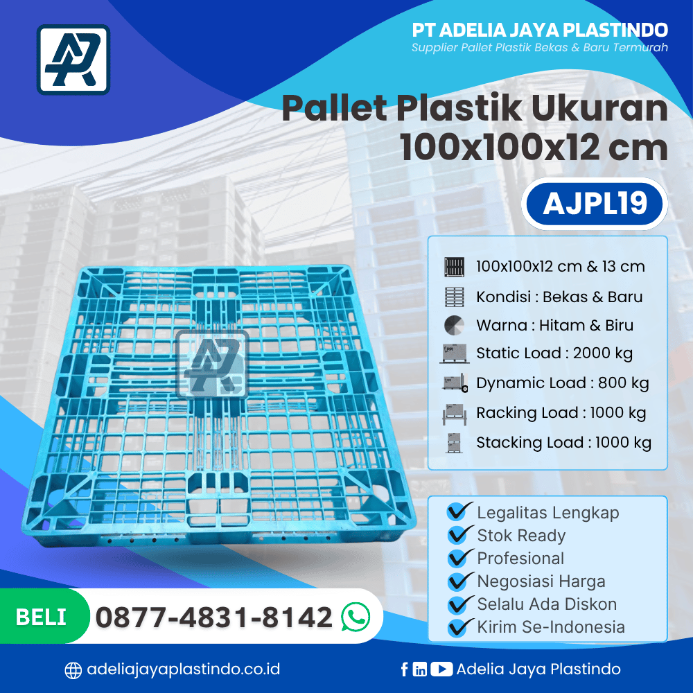 Pallet Plastik Bekas/Baru Ukuran 100x100x12 cm - AJPL19