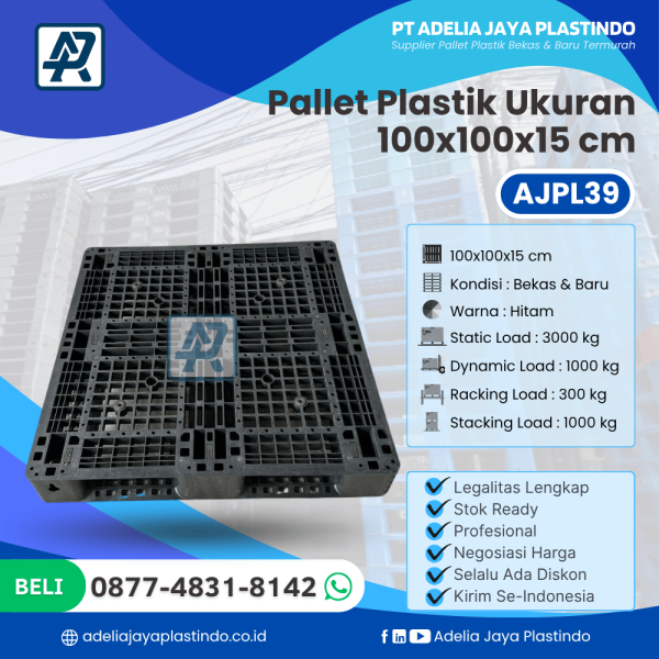 Pallet Plastik Bekas/Baru Ukuran 100x100x15 cm - AJPL39
