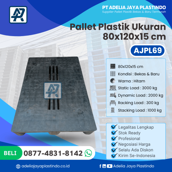 Pallet Plastik Bekas/Baru Ukuran 80x120x15 cm - AJPL69