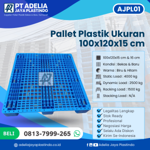 Pallet Plastik Bekas/Baru Ukuran 100x120x15 cm - AJPL01