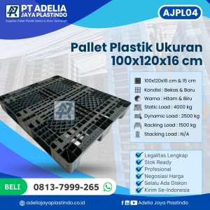 Pallet Plastik Bekas/Baru Ukuran 100x120x16 cm - AJPL04