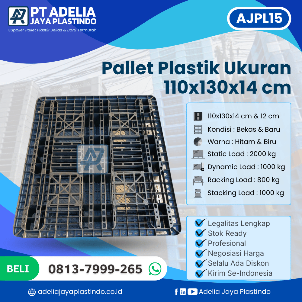 Pallet Plastik Bekas/Baru Ukuran 110x130x14 cm - AJPL15
