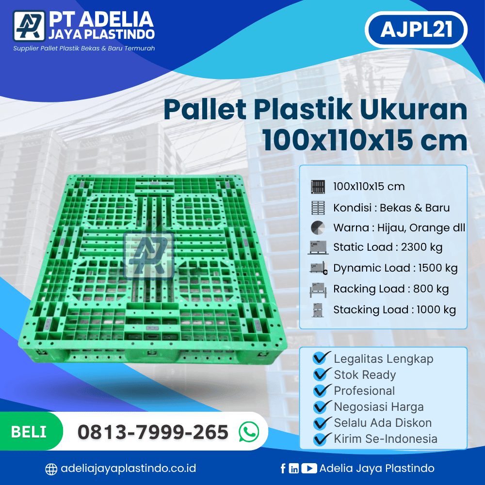 Pallet Plastik Bekas/Baru Ukuran 100x110x15 cm - AJPL21