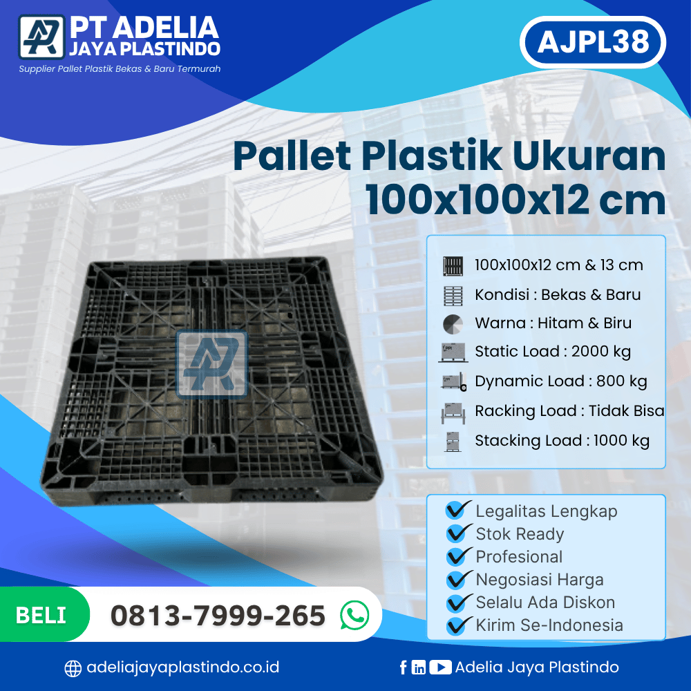 Pallet Plastik Bekas/Baru Ukuran 100x100x12 cm - AJPL38