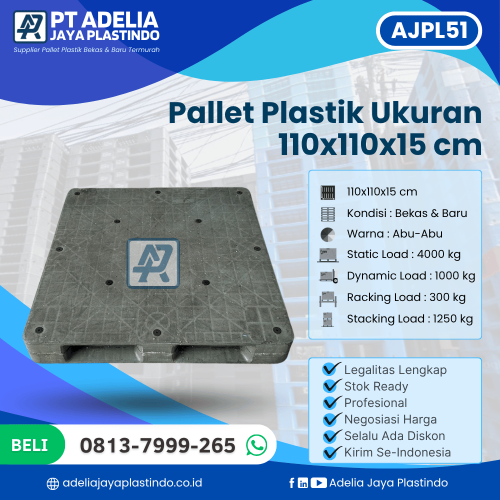 Pallet Plastik Bekas/Baru Ukuran 110x110x15 cm - AJPL51